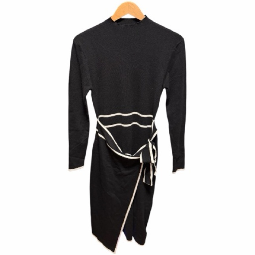 🆕Cider Knit Dress Long Sleeve Mock Turtleneck Bow Tie Wrap Dress - Picture 7 of 11